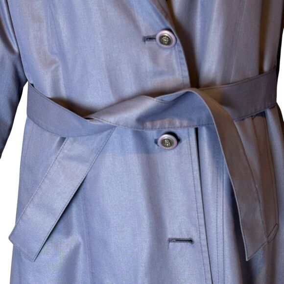 Vintage London Fog Trench Coat Rare Cornflower Blue Lined Women’s 8P USA 80s 90s - Picture 13 of 16